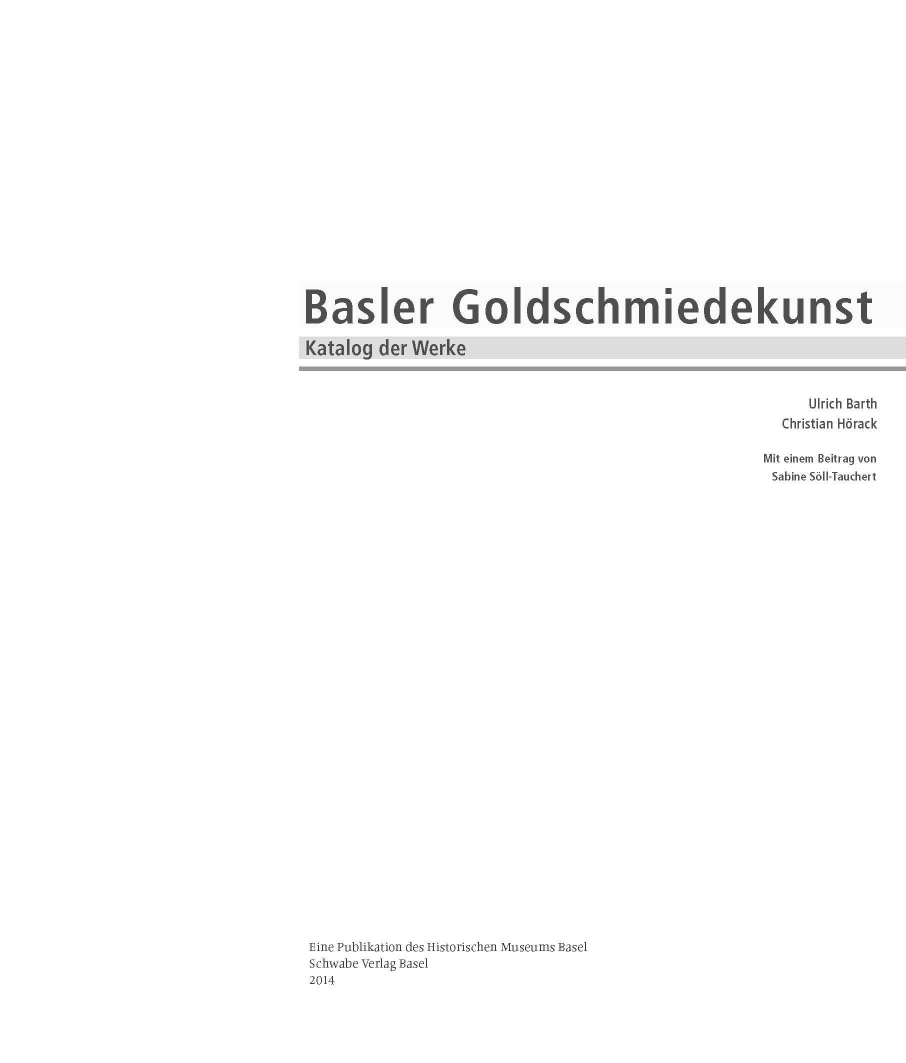 Basler Goldschmiedekunst Katalog der Werke HMB